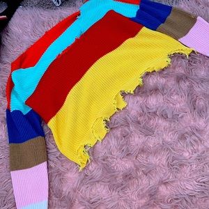 Ripped colorful crop sweater